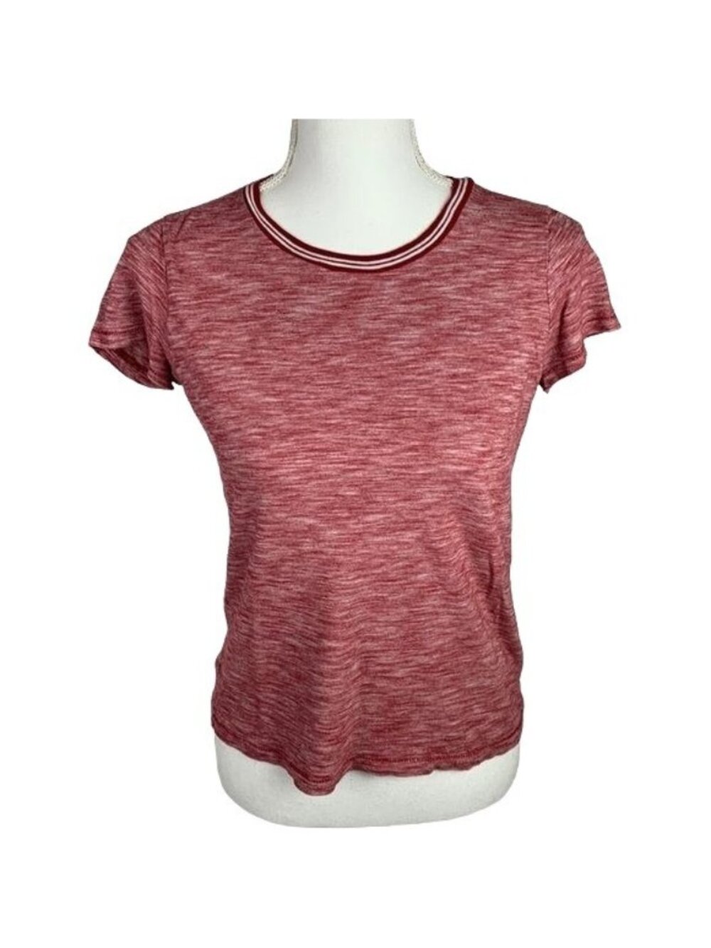 Madewell Red Heathered Crewneck Tee Size XXS Short Sleeve Womens Casual Shirt
